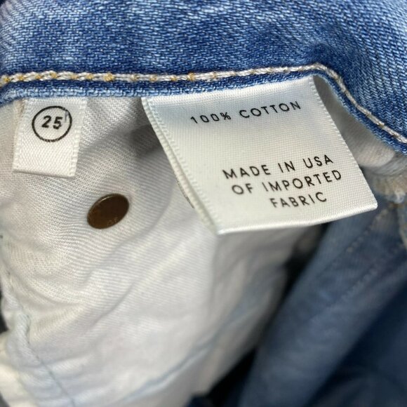 GRLFRND Jeans Denim Blue Karolina Domenico High Rise Tapered Button Fly Size 25 - Picture 6 of 7